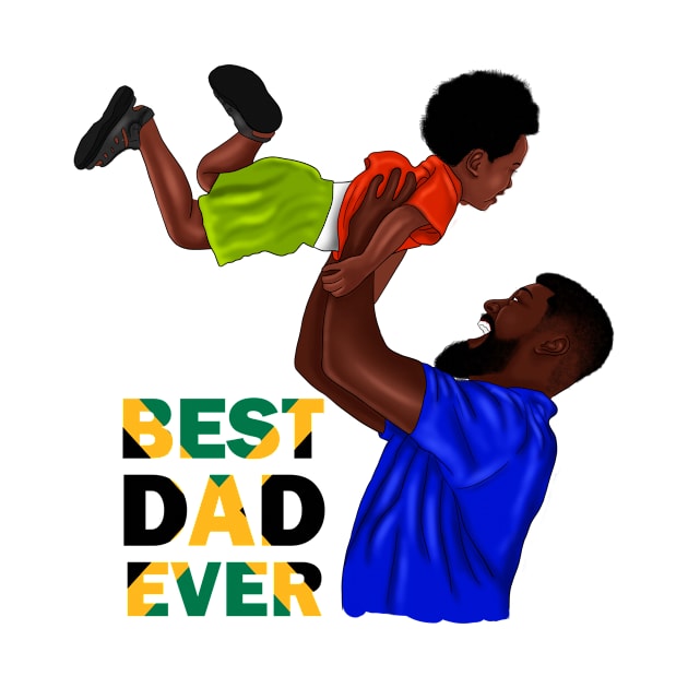 Best Dad Ever, Jamaican Dad and Son, Jamaica Flag Colors by dukito