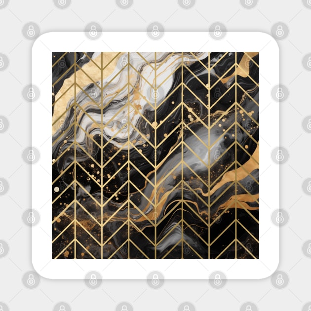 Black & Gold Marble Chevron Magnet by Creating Happiness