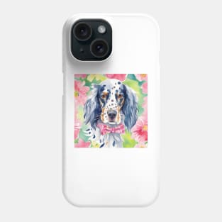 Preppy watercolor portrait of a Setter dog Phone Case