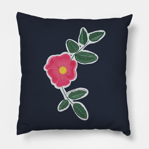 California Wild Rose Wildflower Pillow by WalkSimplyArt