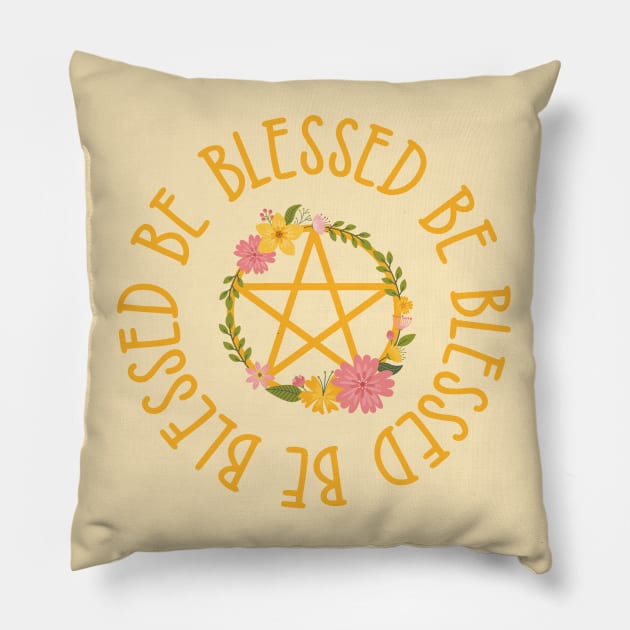 Midsummer Floral Pentacle Design Cheeky Witch® Pillow by Cheeky Witch