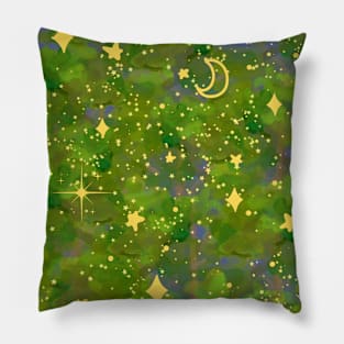 Starry night in forest Pillow