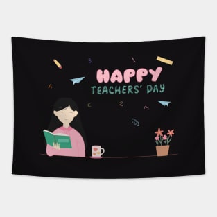 Happy Teachers' Day - Children Drawing Casual Logo Design Tapestry