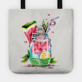 Cute Hippo and Fruit Cocktail Tote