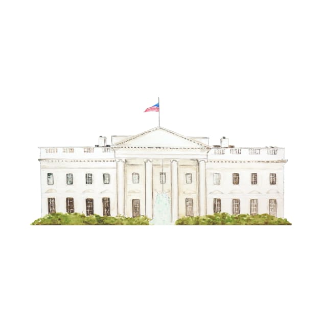 the white house watercolor by colorandcolor