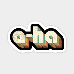 Retro Vintage A-Ha Rainbow Letters Distressed Style Magnet