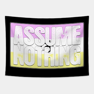 Assume Nothing Twink Pride Flag Tapestry