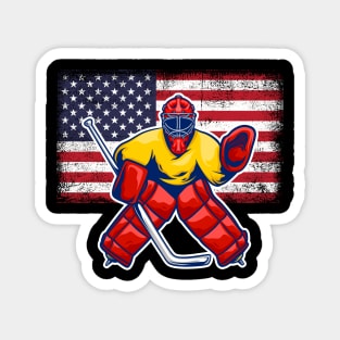 Vintage Ice Hockey Goalie American USA Flag Gift For Goalie Magnet