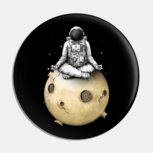 Astronaut Meditating Yoga on Asteroid Pin