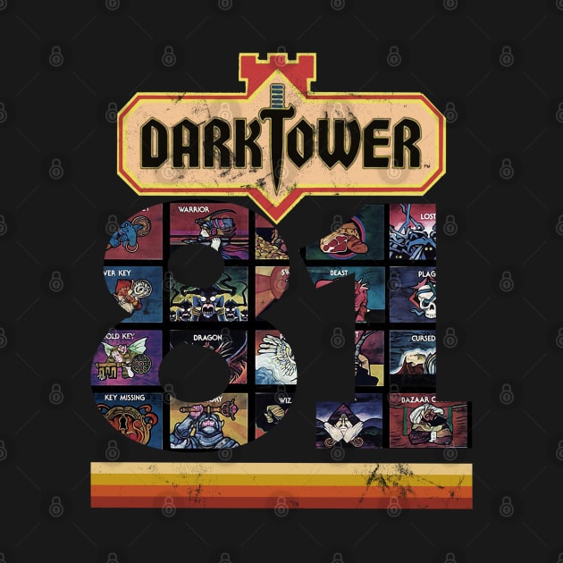 Distressed Dark Tower Board Game Retro Vintage 1981 by Joaddo