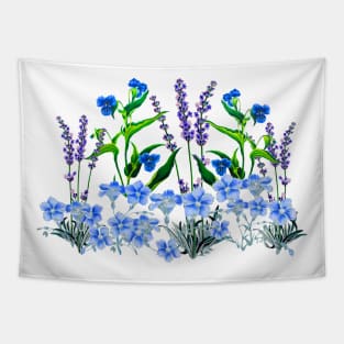 Lavender and Blue Flowers Tapestry