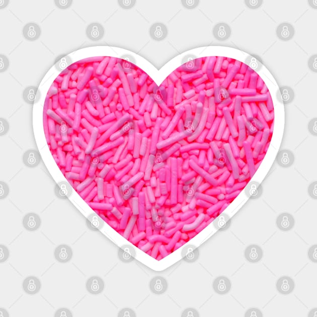 Pink Sprinkles Candy Photo Heart Magnet by love-fi