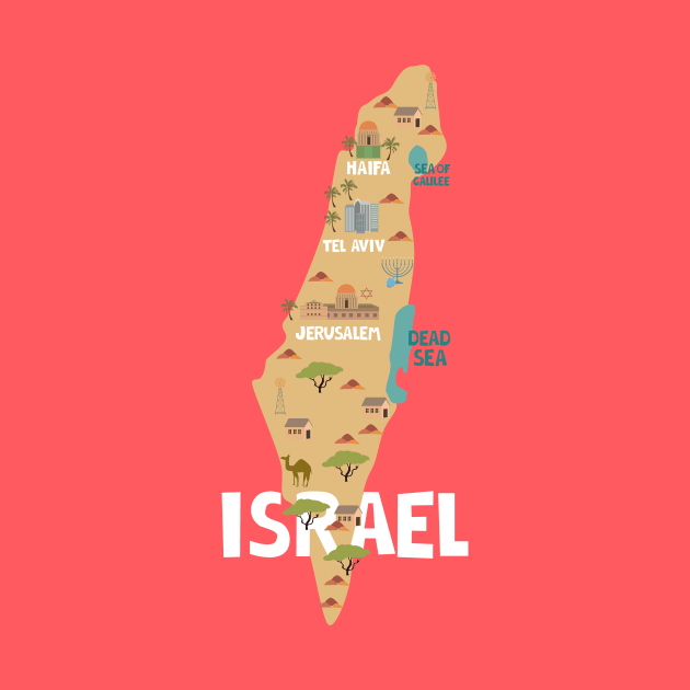 Israel Illustrated Map by JunkyDotCom