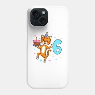I am 6 with tiger - boy birthday 6 years old Phone Case
