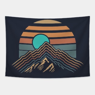 Retro Vintage Mountain Sunset Tapestry