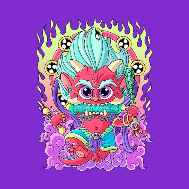 Cute Kawaii Oni Japanese demon Harajuku Pastel Goth Art by Juandamurai