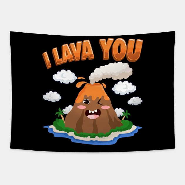 Funny I Lava You Volcano Valentine's Day Pun Tapestry by theperfectpresents