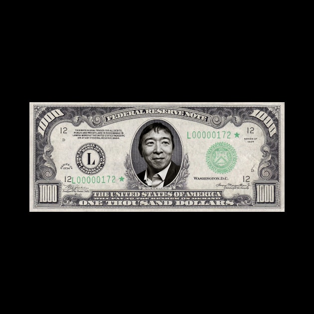 Andrew Yang 2020 thousand dollar bill by kdubdesigns