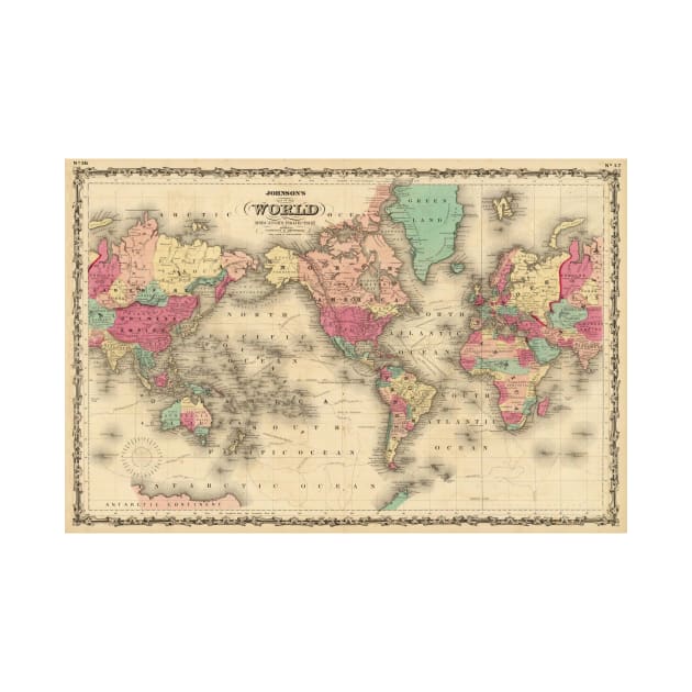 Vintage Map of The World (1860) by Bravuramedia