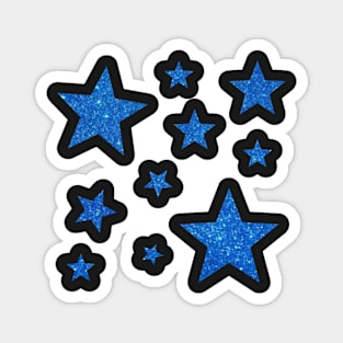 Royal Blue Faux Glitter Stars Magnet