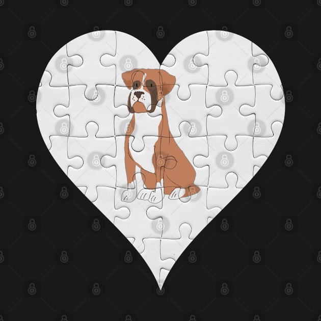 Boxer Heart Jigsaw Pieces Design - Gift for Boxer Dog Brown Lovers by HarrietsDogGifts