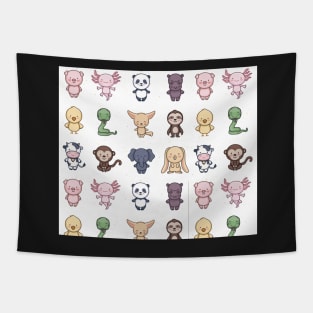 Cute Baby Animals Pink Pig Axolotl Cow Rabbit Sloth Snake Chick Panda Animal Social Distancing FaceMask Teachers Tapestry