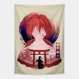 Minimalist Silhouette Kenshin Tapestry