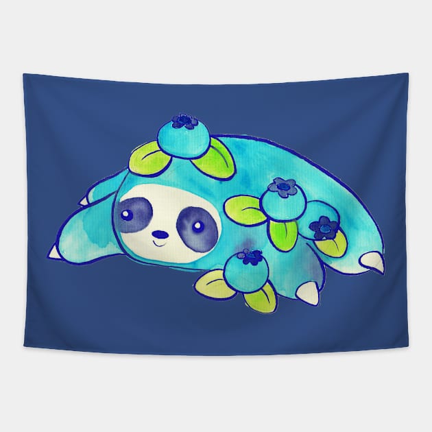 Watercolor Blueberry Sloth Tapestry by saradaboru