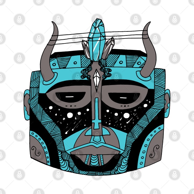 Blue Grey African Mask No 8 by kenallouis