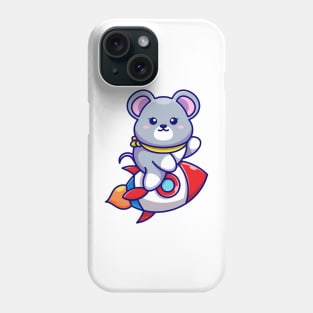 Cute mouse riding rocket cartoon Phone Case