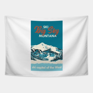 Ski Big Sky Montana Vintage Ski Poster Tapestry