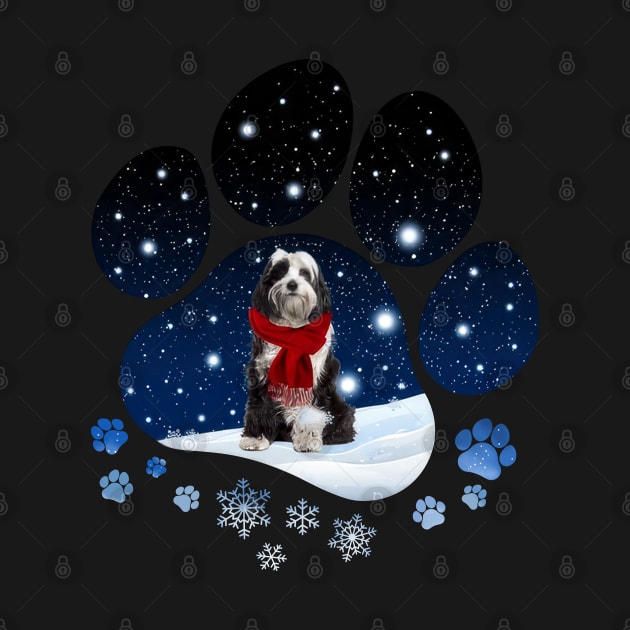 Snow Paw Tibetan Terrier Christmas Winter Holiday by TATTOO project