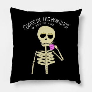 Skull drinks coffee Pillow