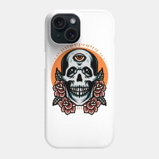 skull and roses tattoo design Phone Case