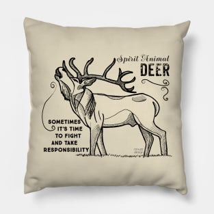 Spirit animal - Deer - black Pillow