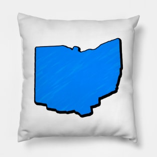 Bright Blue Ohio Outline Pillow