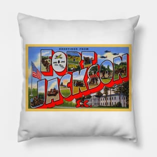 Greetings from Fort Jackson South Carolina - Vintage Large Letter Postcard Pillow