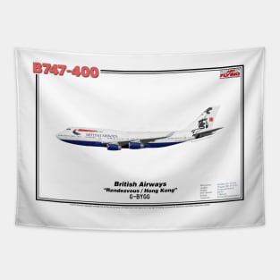 Boeing B747-400 - British Airways "Rendezvous / Hong Kong" (Art Print) Tapestry