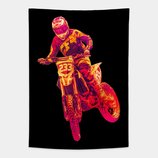 Motocross Rider RY Tapestry by RockettGraph1cs