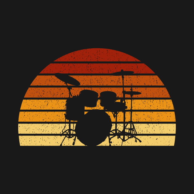 Vintage Sunset Drumming Gift For Drummers And Percussionists by OceanRadar