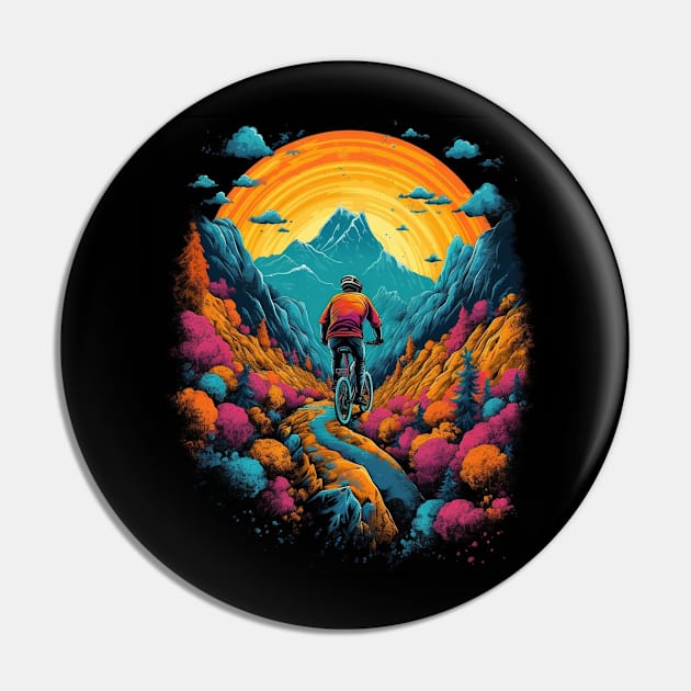 mountain biker Pin by Sanzida Design