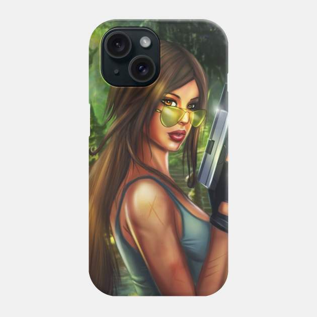 Lara Croft Phone Case by Dhaxina