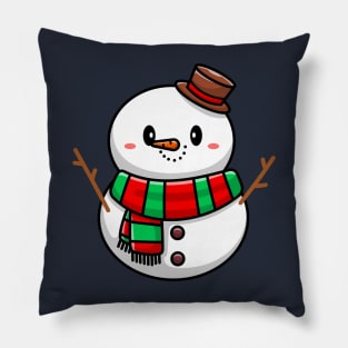 Cute Snowman Cartoon Vector Icon Illustration Pillow