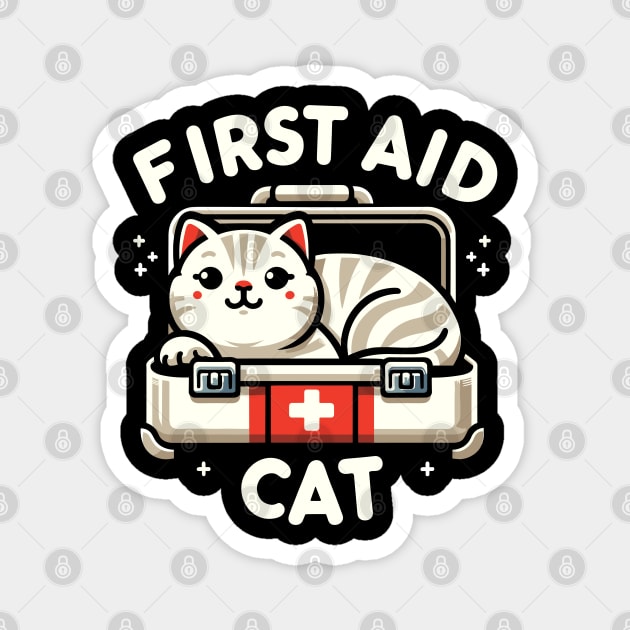 First Aid Cat Pun Nurse Doctor Healthcare Novelty Funny Cat Magnet by KsuAnn