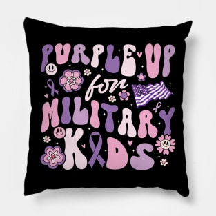 Purple Up For Military Kids Cute Groovy Military Child Month Pillow