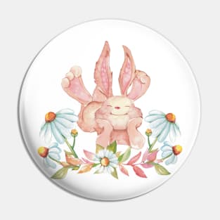 Cute Cottagecore Bunny in Daisies; Easter bunny Pin