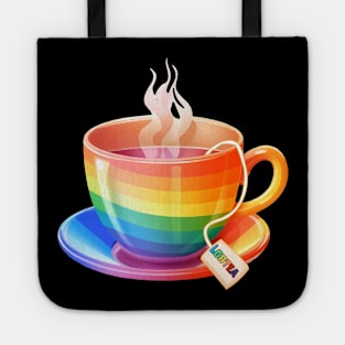 Proud LGBTQ gay pride tea drinker Rainbow Colored Tea Cup LGBTea Tote