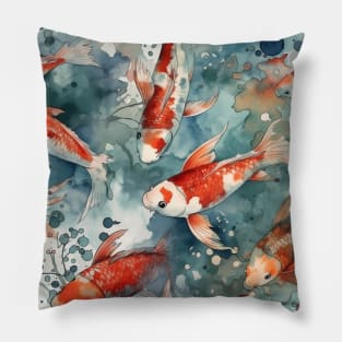 Koi fish in the pond. Pillow