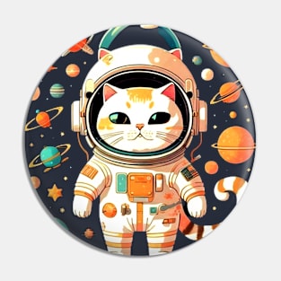 Funny Astronaut Cat at the Space Pin