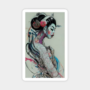 Cyber Geisha painting Magnet